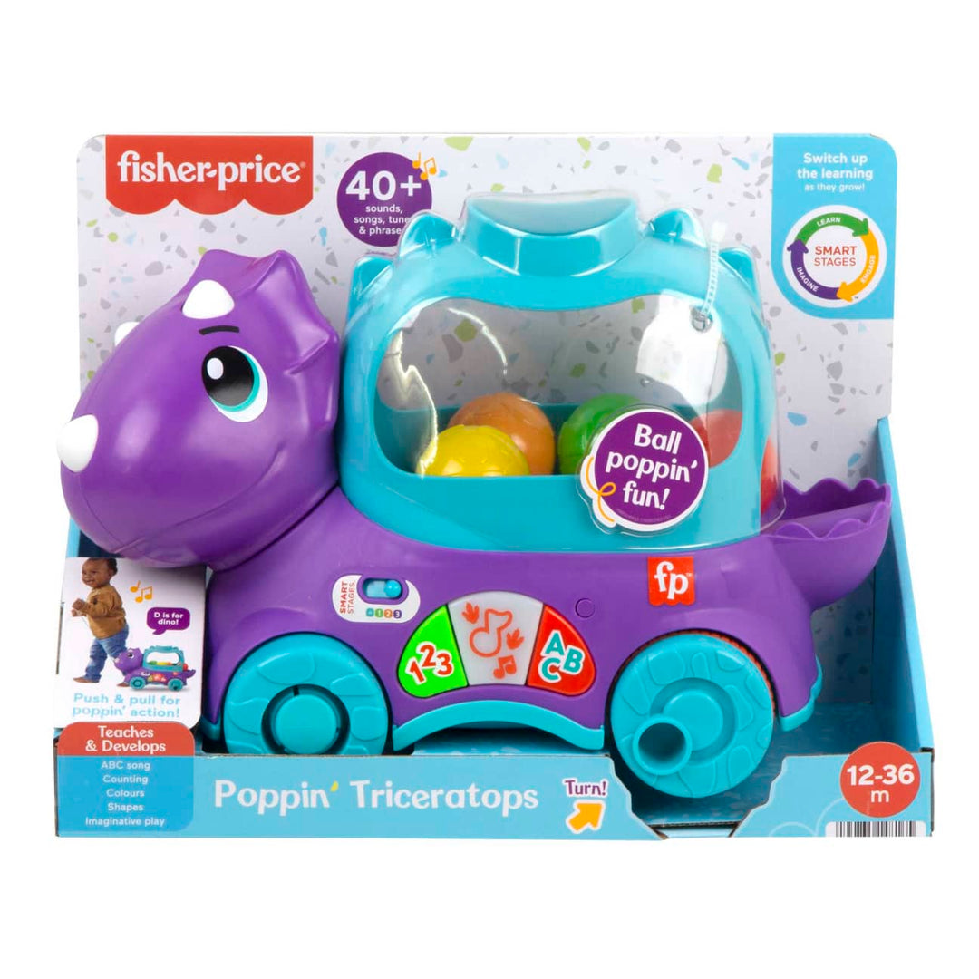 Fisher-Price Poppin' Triceratops Interactive Ball Popper Pull Toy – Infinity