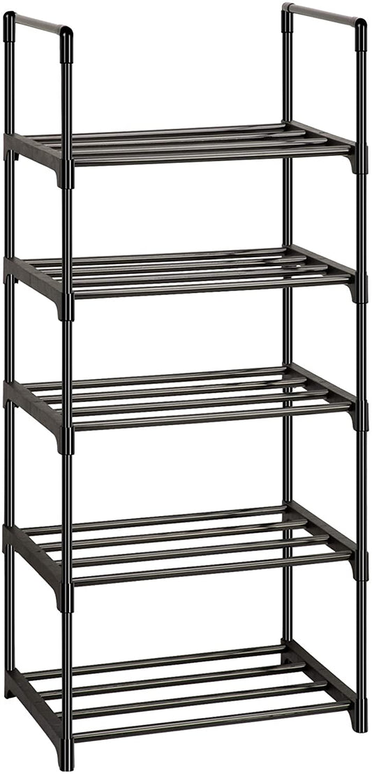 OYREL Shoe Rack Storage Cabinet 32 Pairs Organizer Shelf Tall Zapateras for  Shoes Large Free Standing Racks Vertical Black Holder Stand with Cover Two