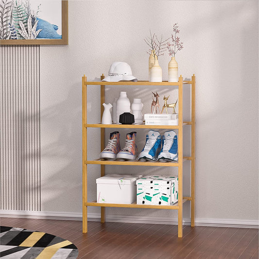 Shoe Rack 3 Tier, Natural Bamboo Stackable Shoe Shelf Shoe Storage Org –  oyrel