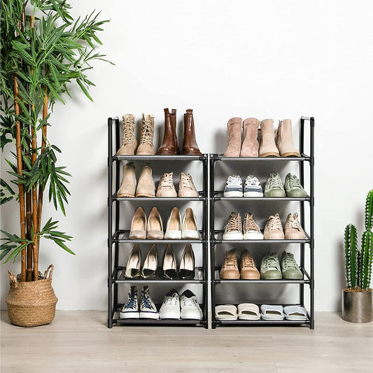 OUYEJ&F Shoes Rack,10 Tier Tall Shoe Rack - Narrow Shoe Rack with Storage  Box,Fabric Covered Shoe Rack,Metal Shoe Rack Organizer,Shoe