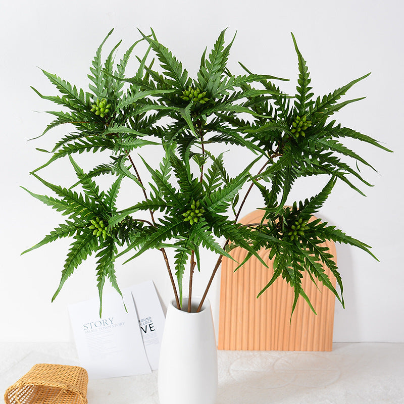 6pcs Simulation Plant 2 Fork Cibotium Barometz Leaf Pteridae Golden Dog Ridge Leaf Simulation Pteridae Green Plant Landscape Flower Arrangement Materials