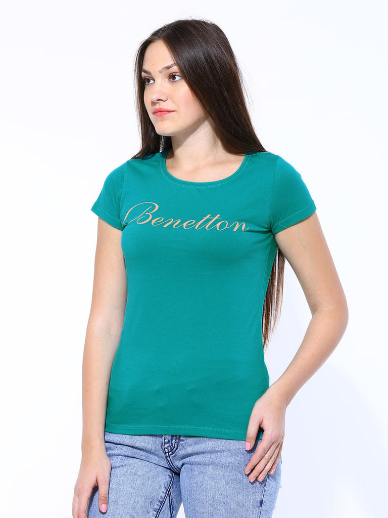 Klagen Gezicht omhoog hemel United Colors of Benetton Women Sea Green T-shirt – teststore