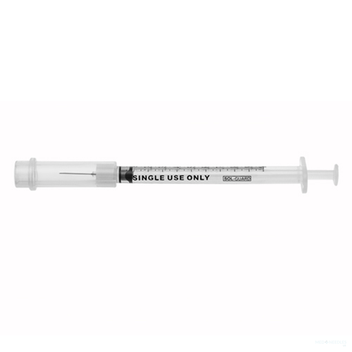 Sol-Care Safety Syringe with Fixed Hypodermic Needle Needle Gauge: 28 G;
