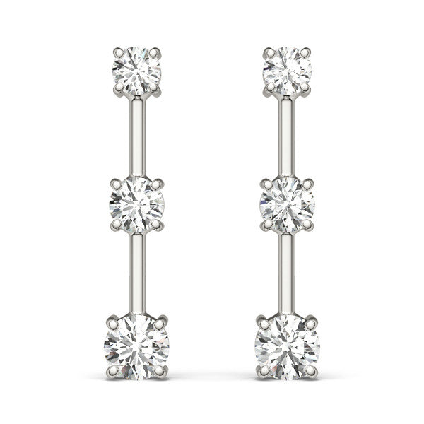 3 Stone Round Cut Push Back Earrings – Windsor Gem Company