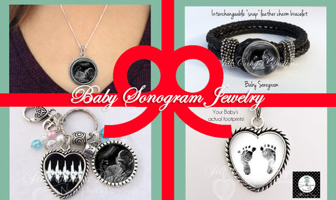 baby sonogram jewelry by Jill Campa Designs 