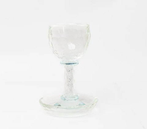 כוס קידוש מזכוכית עם אבני קריסטל שקופות
