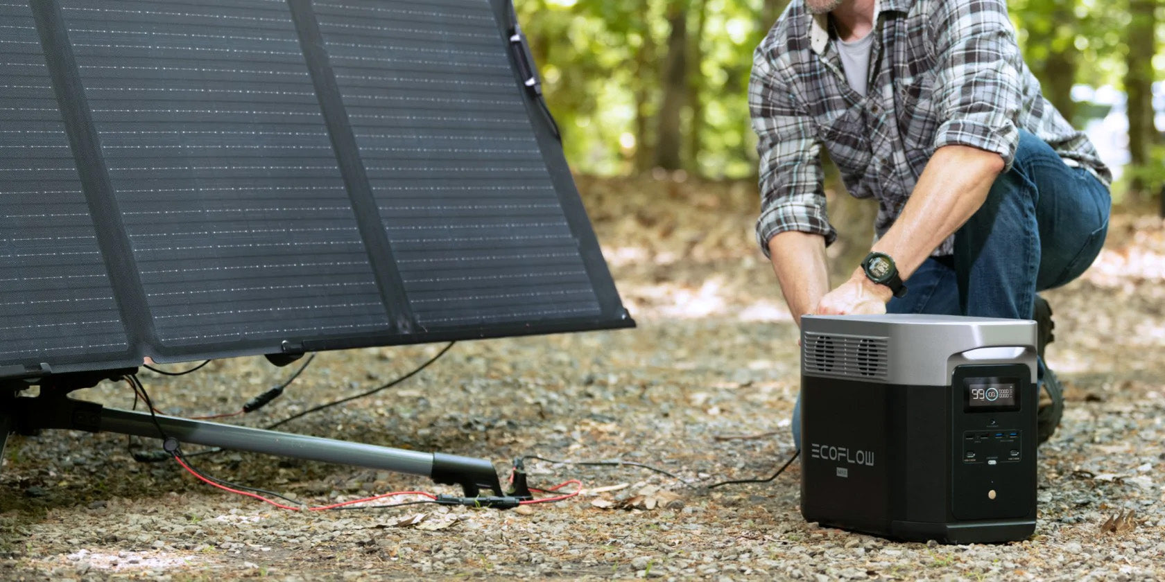 EcoFlow DELTA Max Portable Power Station Being Charged By Solar Panels
