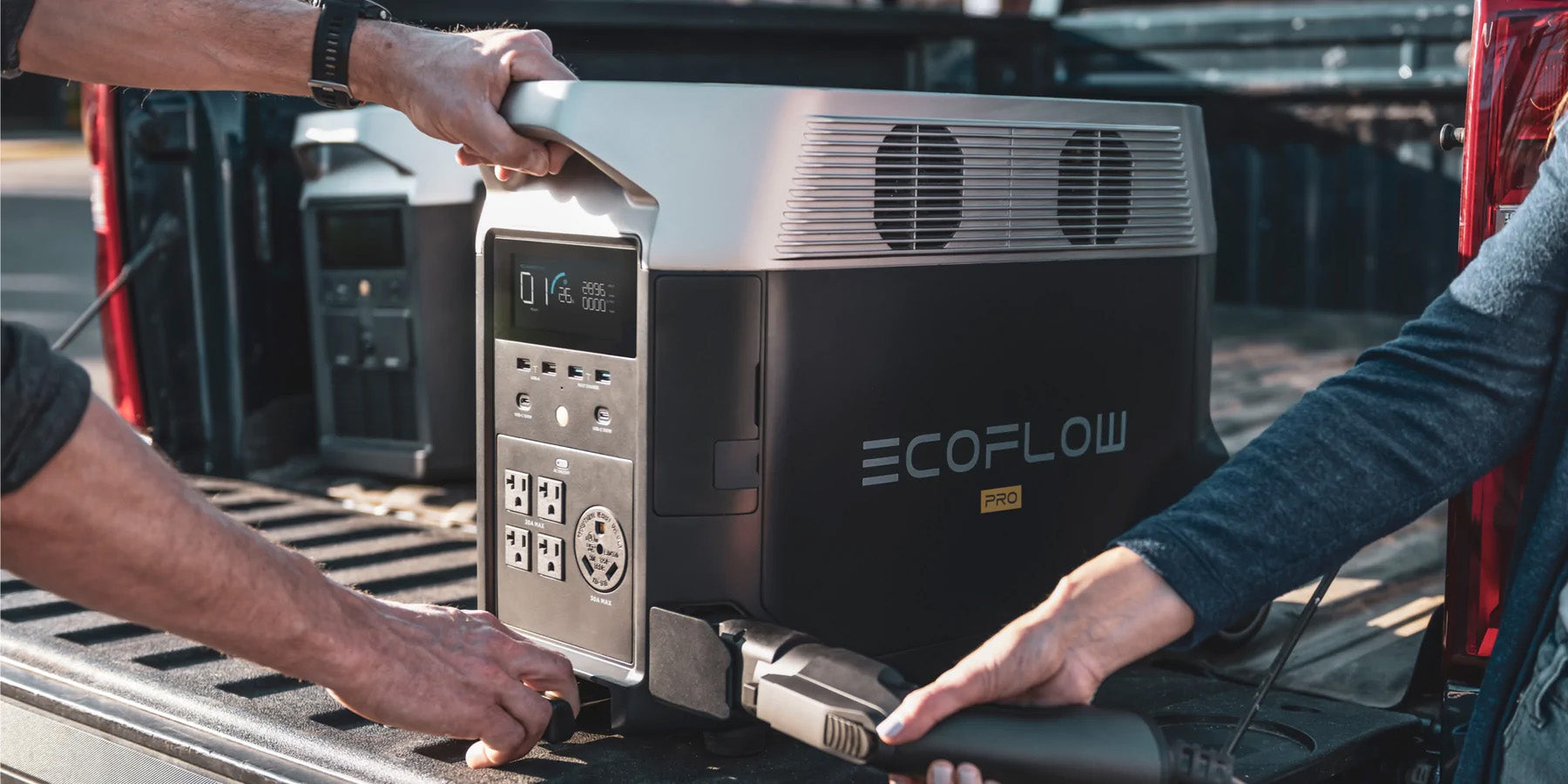 EcoFlow DELTA Pro Portable Power Station Charging at an EV Station