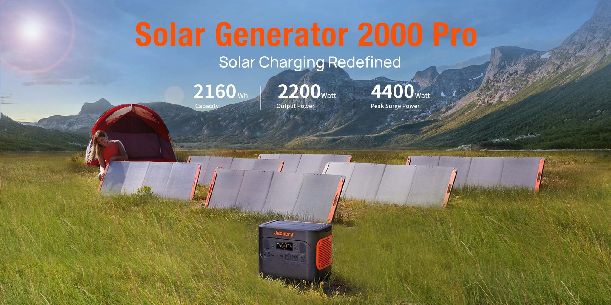 Jackery Solar Generator 2000 Pro (Explorer 2000 Pro + SolarSaga 200W) - Solar Charging Redefined