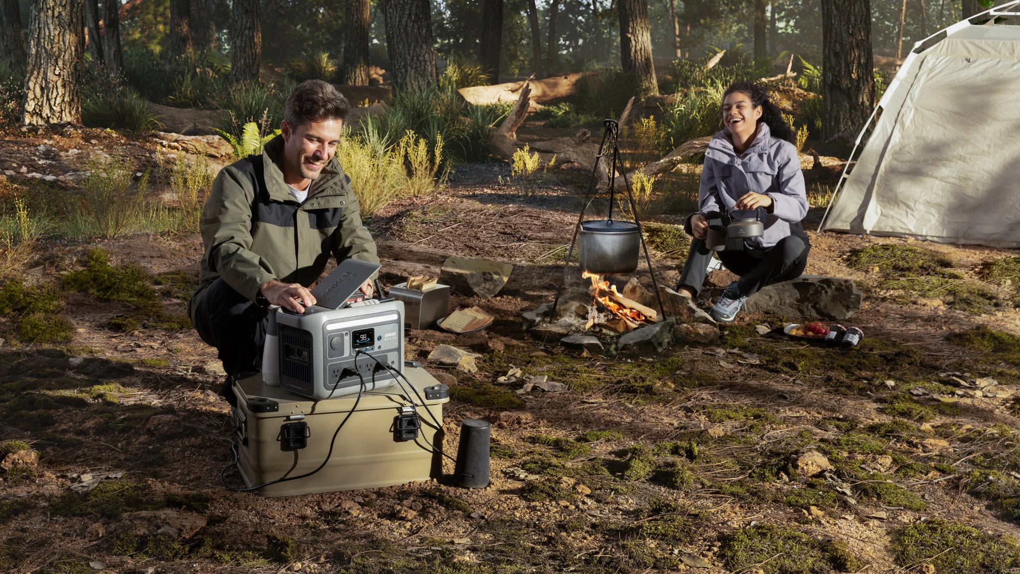 Anker SOLIX C800 Charging Devices At A Campsite