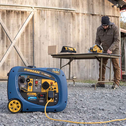 Firman WH02942 Dual Fuel 3400W Generator at a Job Site