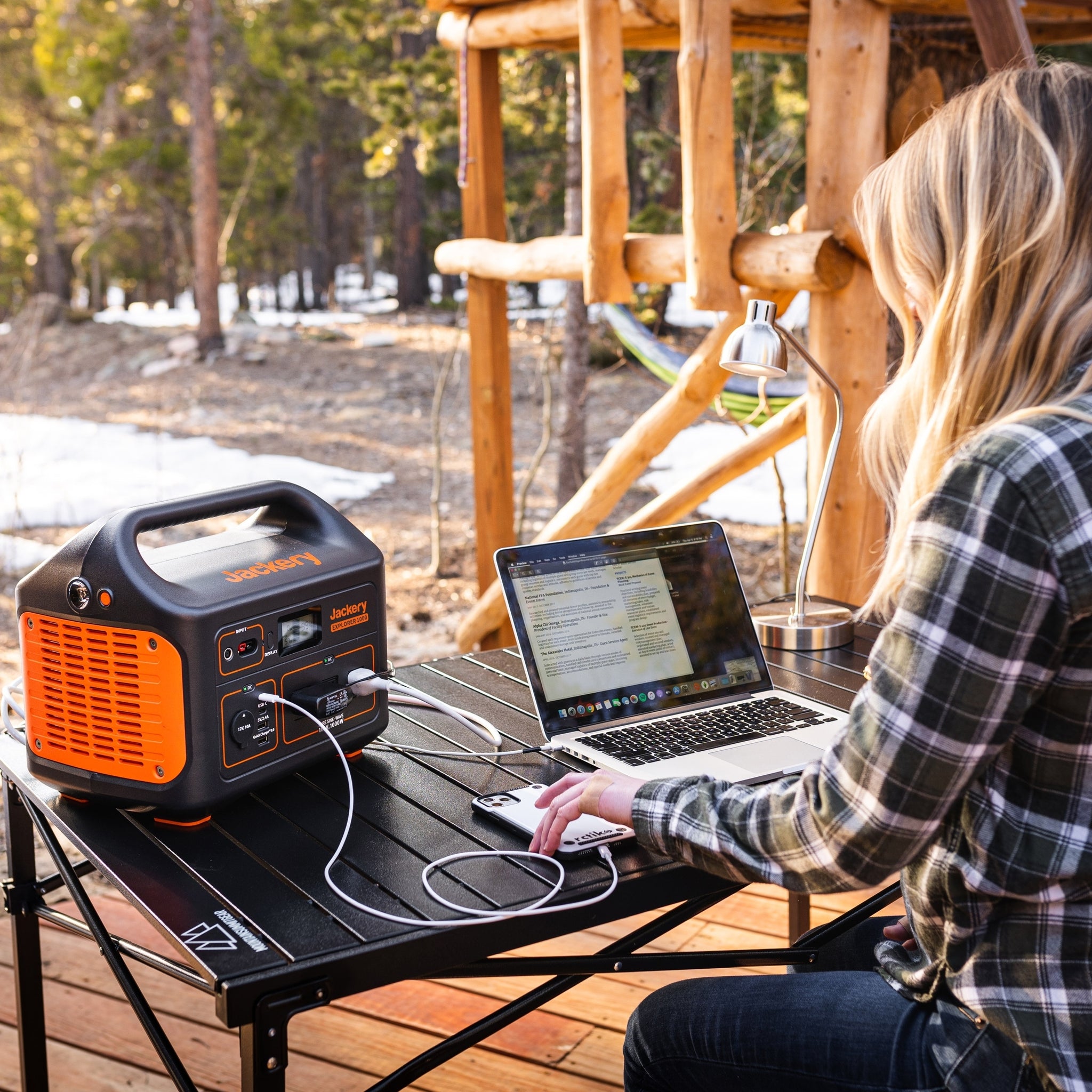 Jackery Explorer 1000 Portable Power Station Charging A Laptop Outdoords