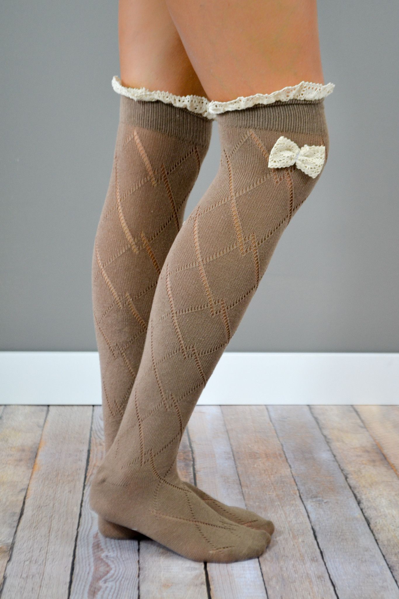 Ottawa Mocha Crochet Bow Lace Boot Socks – bootcuffsocks.com