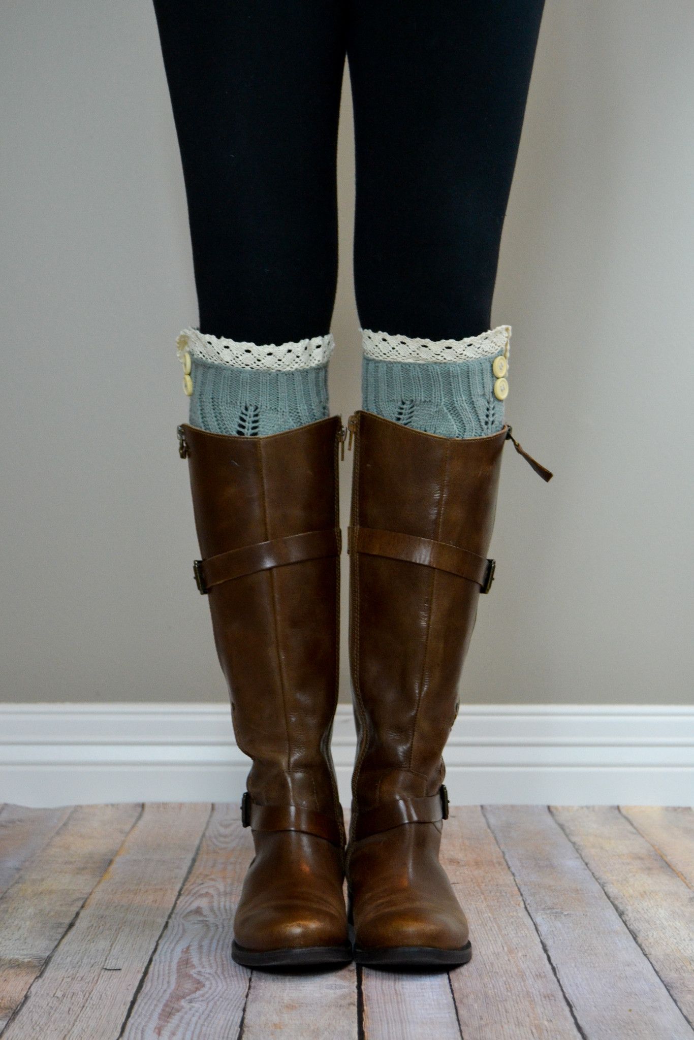 Grey Knitted Boot Cuffs with Button – bootcuffsocks.com