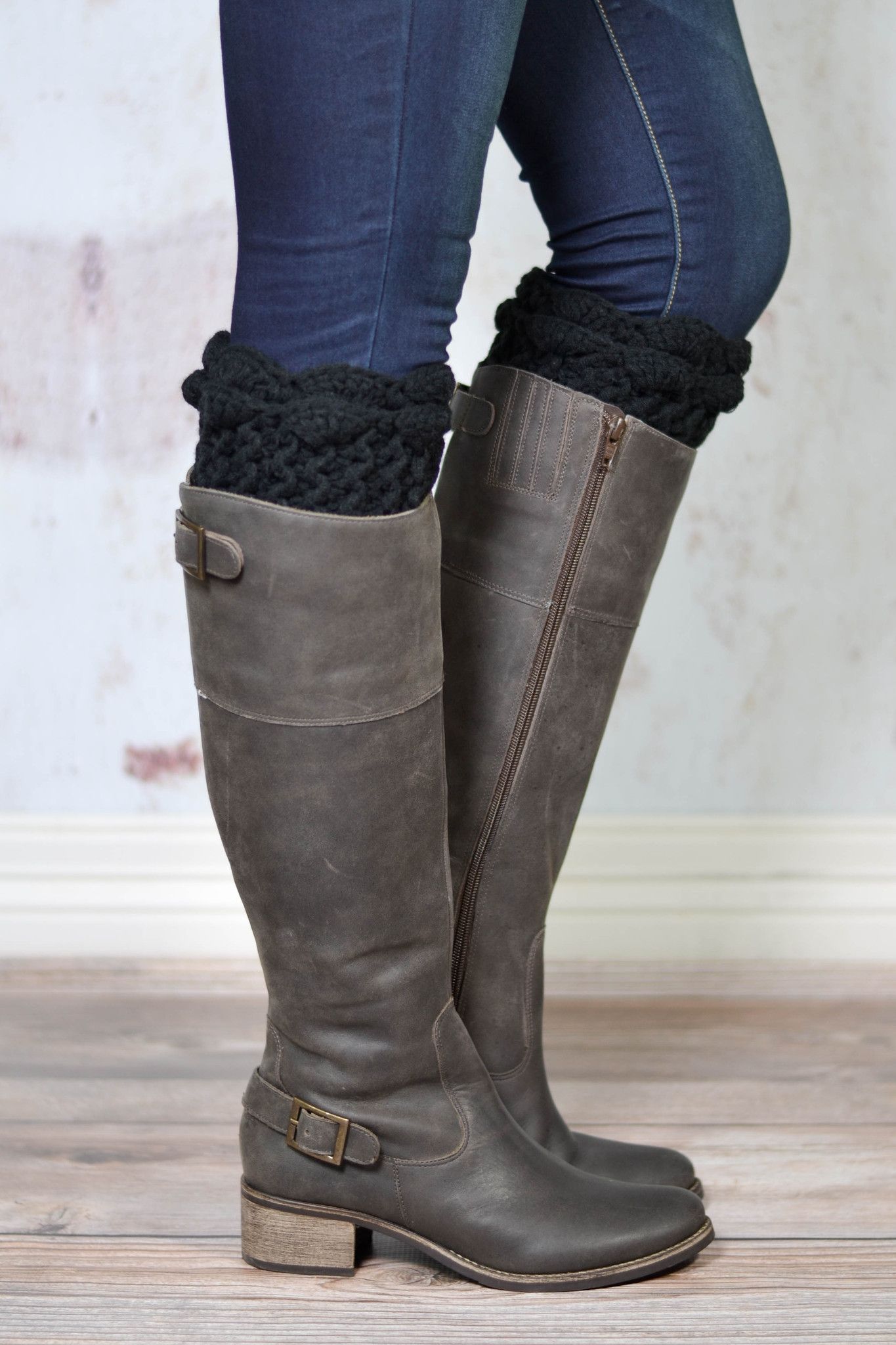 Black Scallop Laced Boot Cuff - Handmade – bootcuffsocks.com