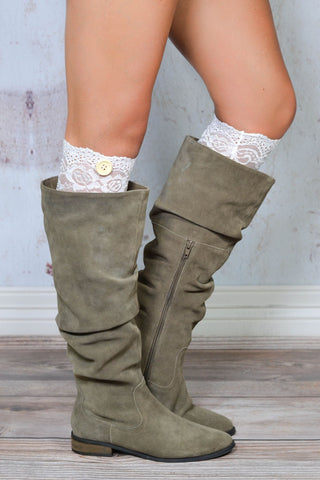 white lace boot socks