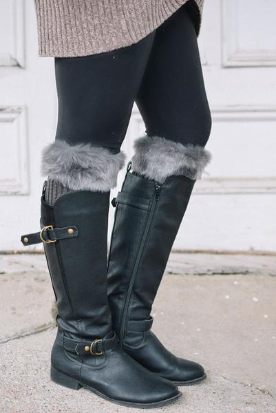gray fur boots