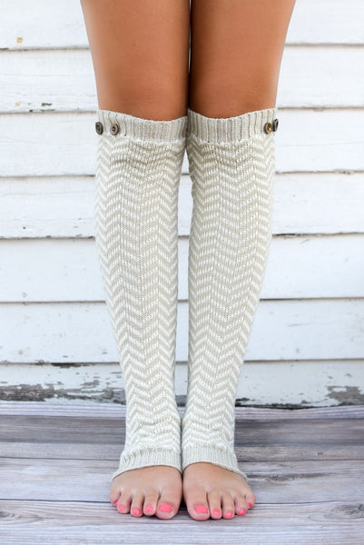 Khaki and White Breckenridge Button Legwarmers – bootcuffsocks.com