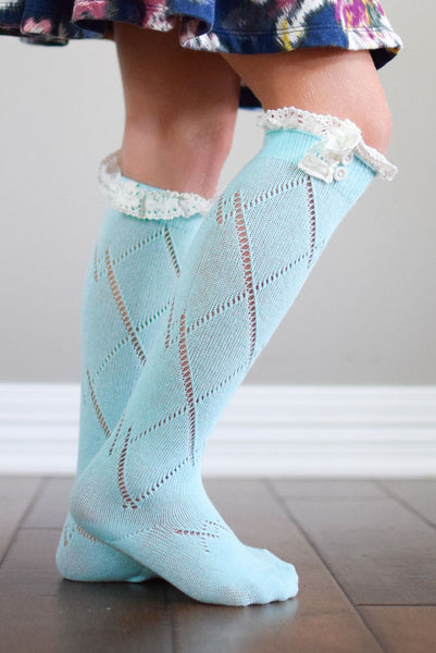 Kids Aqua Boot Socks with Lace Trim *New* – bootcuffsocks.com