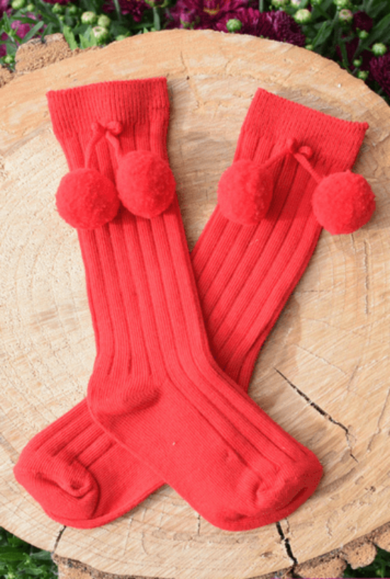 Baby & Kids Red Bouncing Pom Pom Socks – bootcuffsocks.com