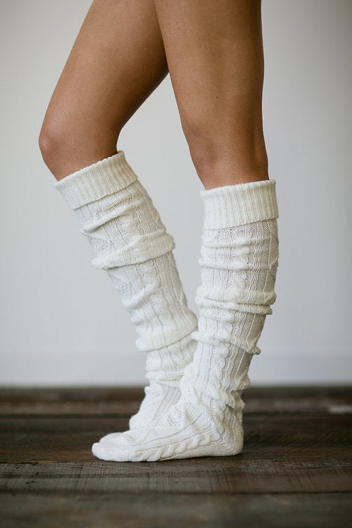 cream boot socks