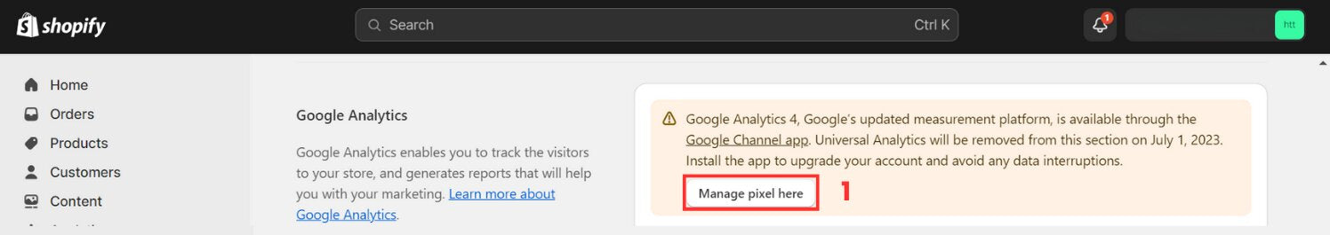 Connect your Google Analytics account to your Shopify store
