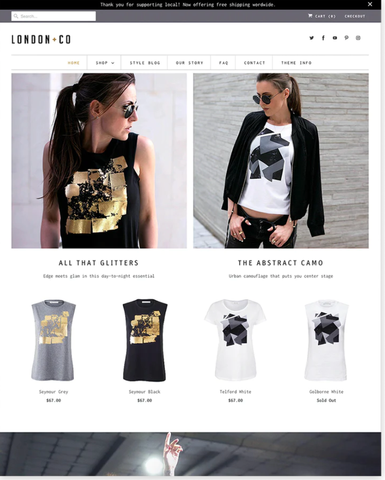 London – Shopify layout style for fashion stores