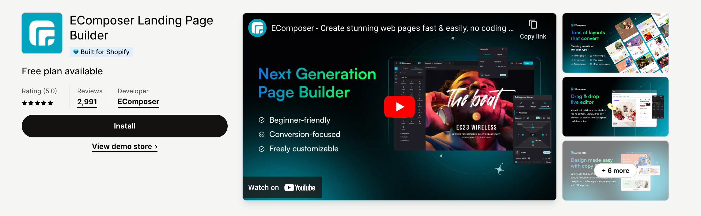 EComposer Landing Page Builder