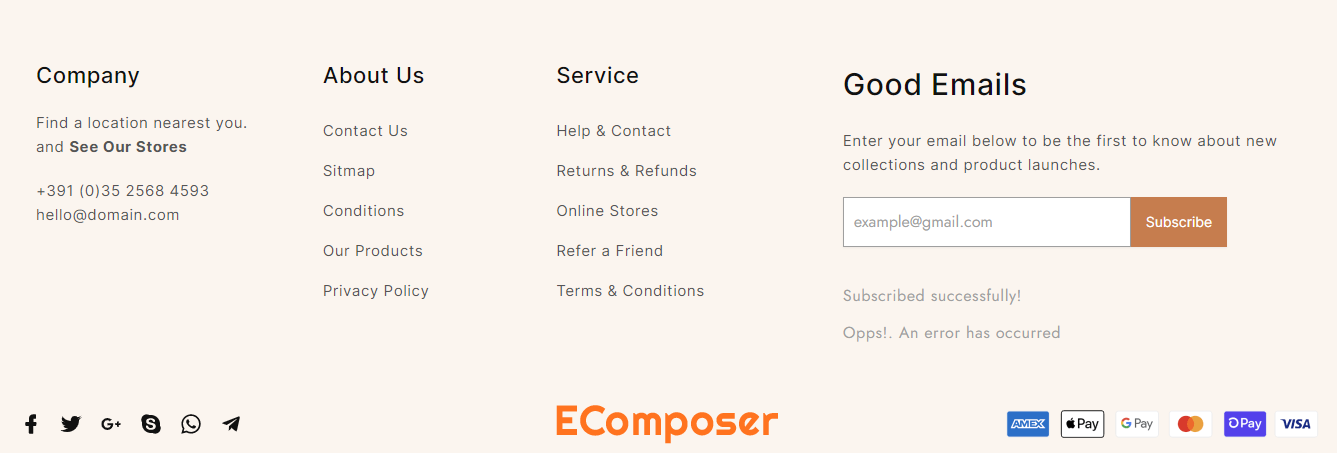 Shopify footer EComposer template