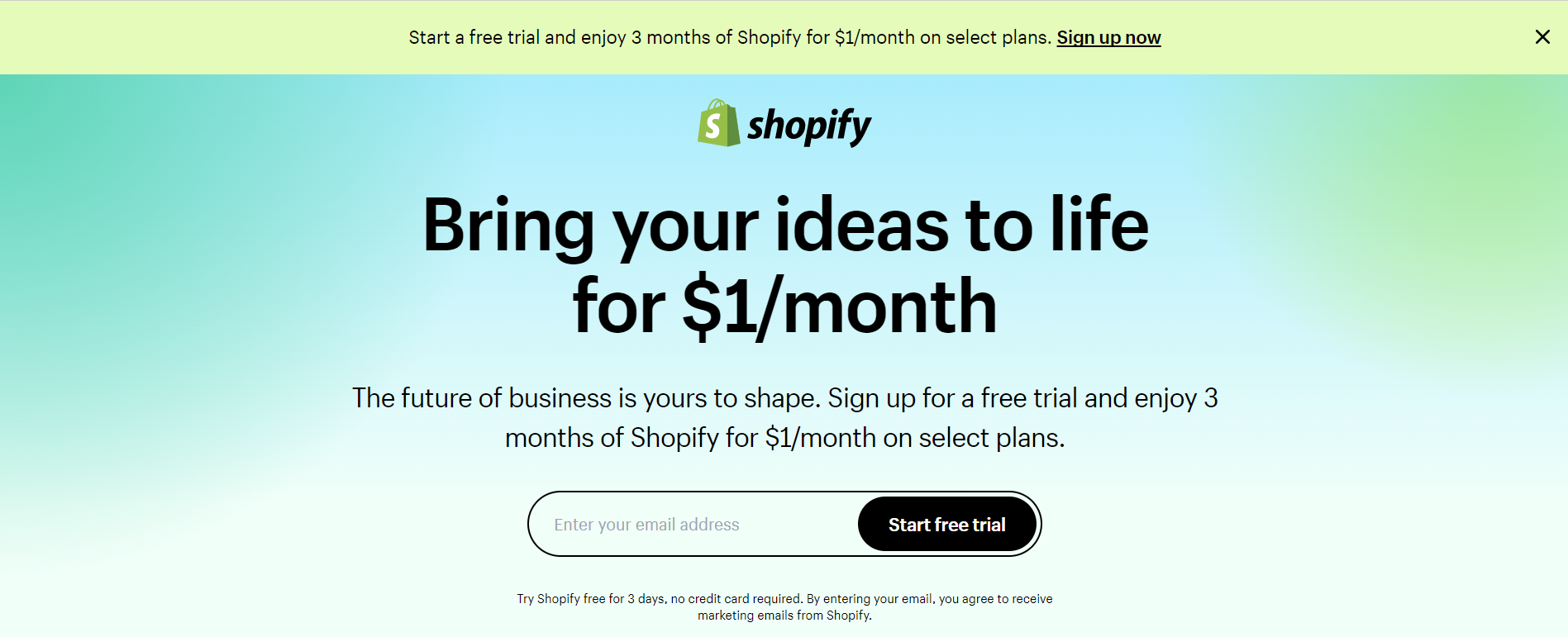 Shopify-1-dollar-3-months