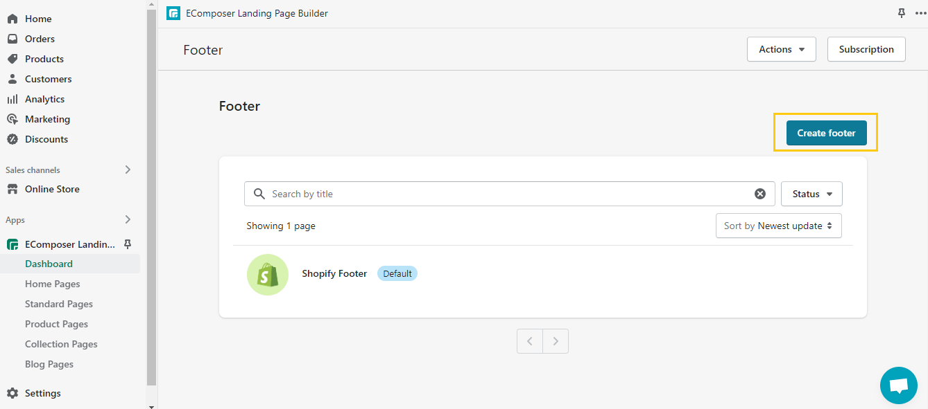 create Shopify footer