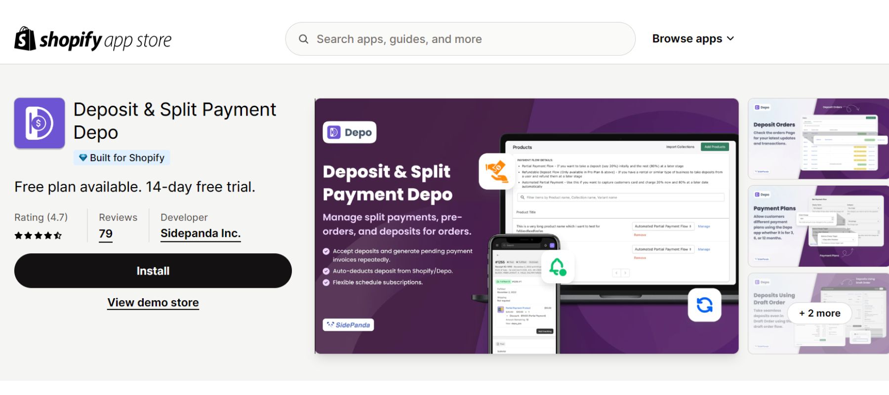 Deposit & Split Payment on the Shopify App Store.