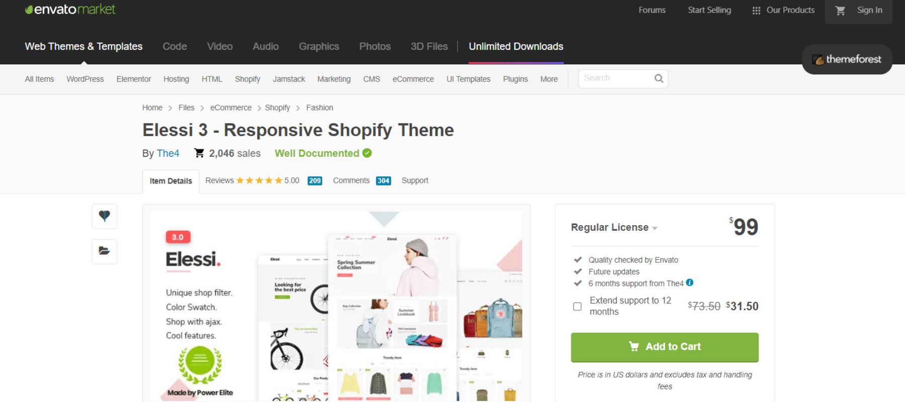 Elessi theme on ThemeForest