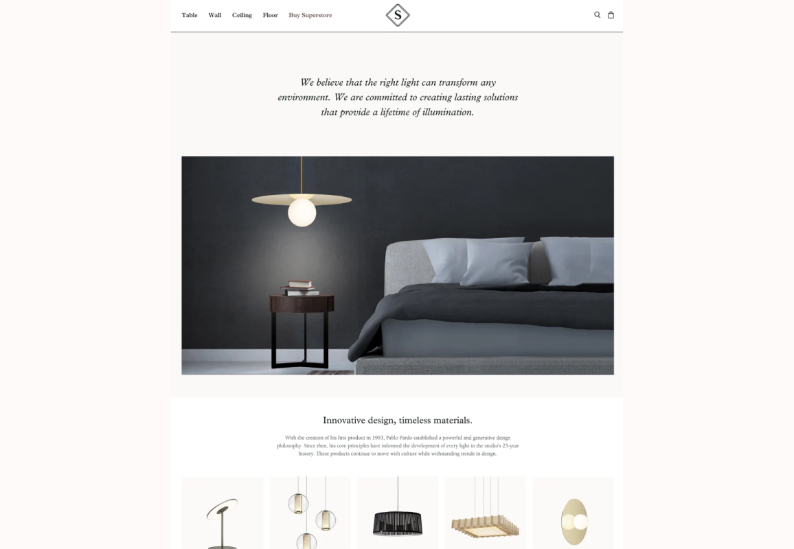 Shopify Superstore theme Layout options - Interior