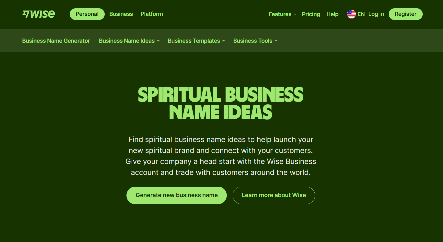 spiritual business name ideas