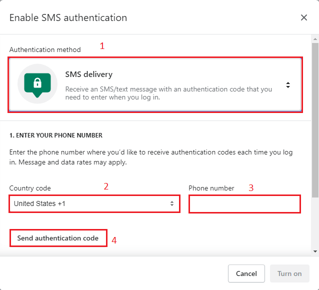 set up 2fa Shopify using SMS delivery