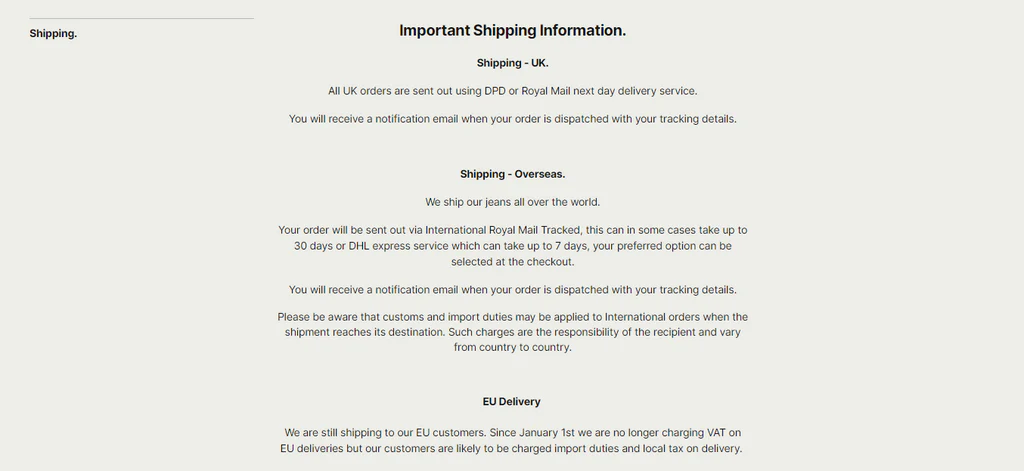 shopify shipping page template