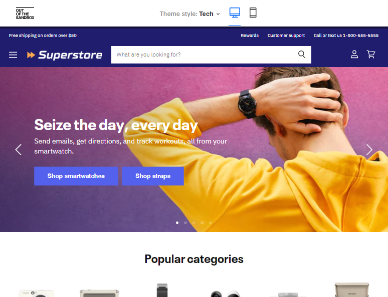Shopify Superstore theme Layout options - Tech