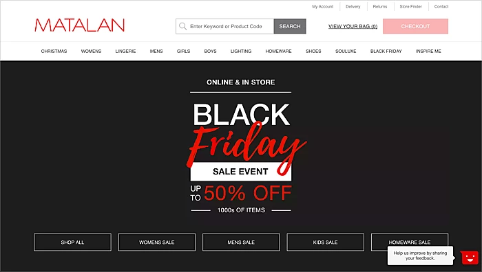 Black friday cyber monday landing page example