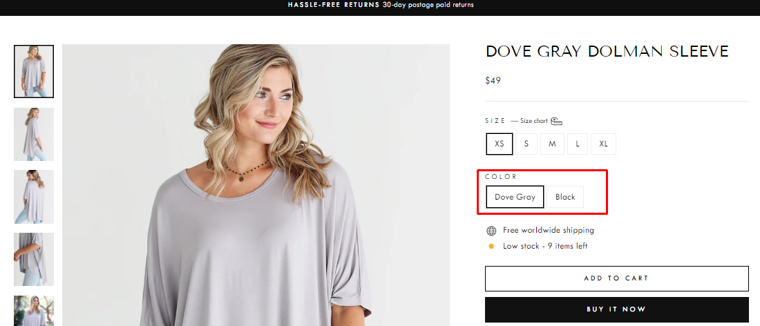 Impulse Shopify Theme color swatches