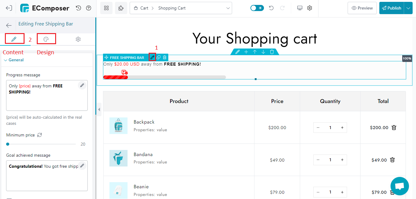 Customize Shopify Free Shipping Bar