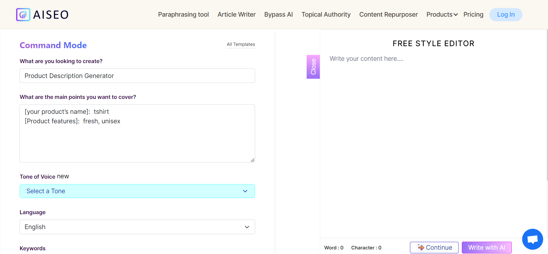 ai product description generator