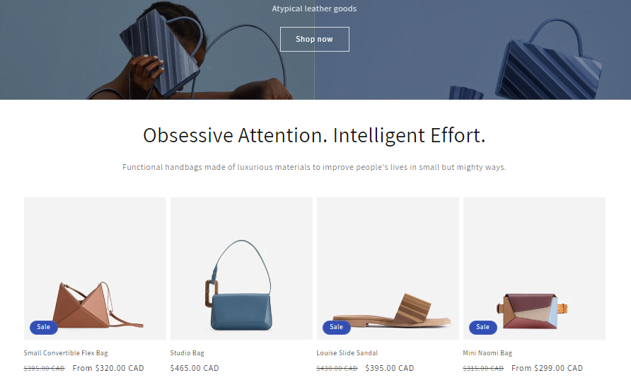 Shopify Dawn Theme focus on products