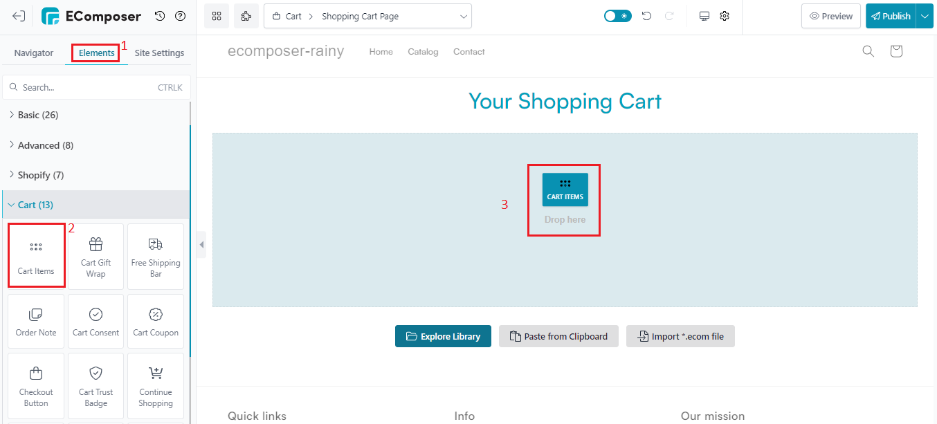 add must-have elements on Shopping Cart Page
