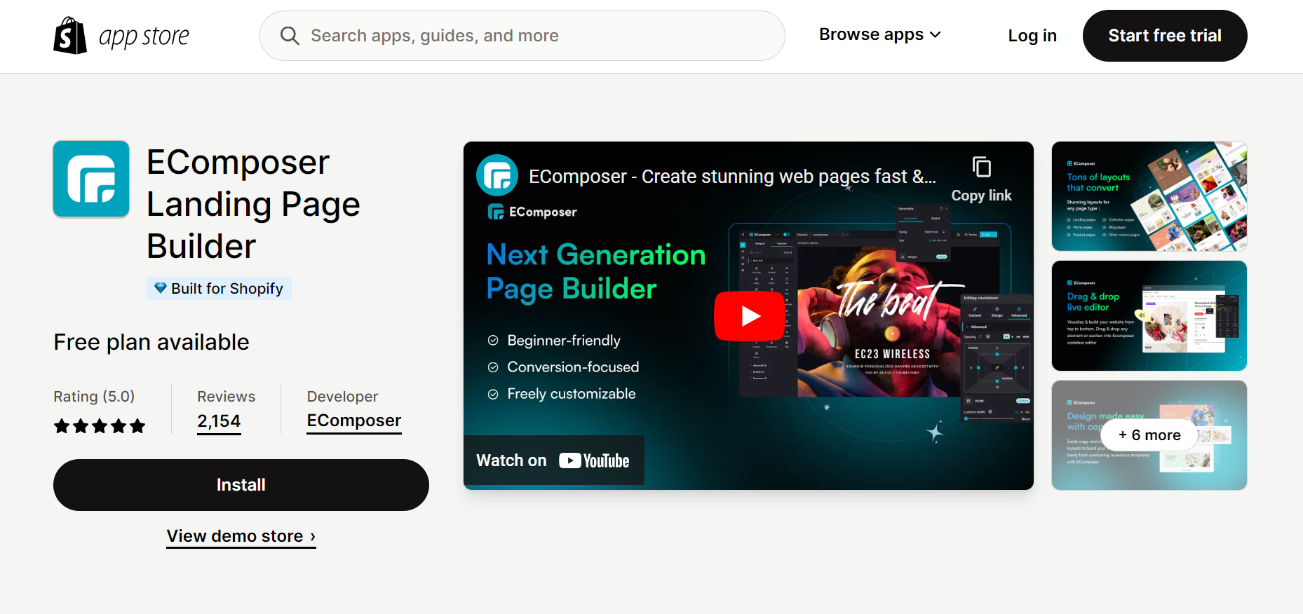 ecomposer landing page builder