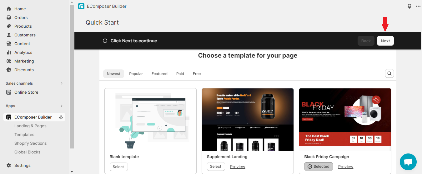 create Shopify black friday template