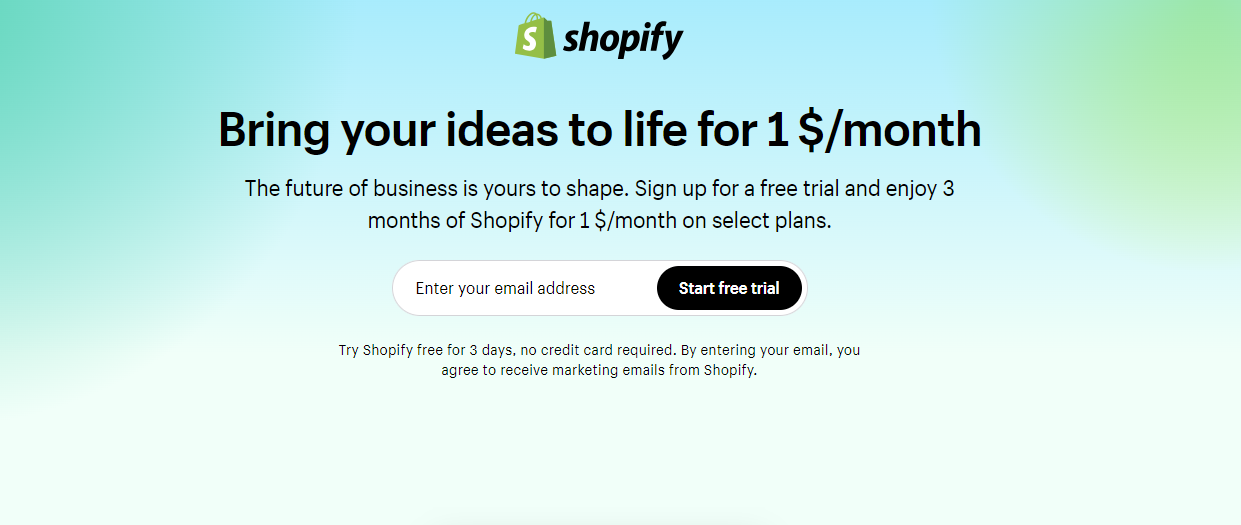 Shopify $1 3 months