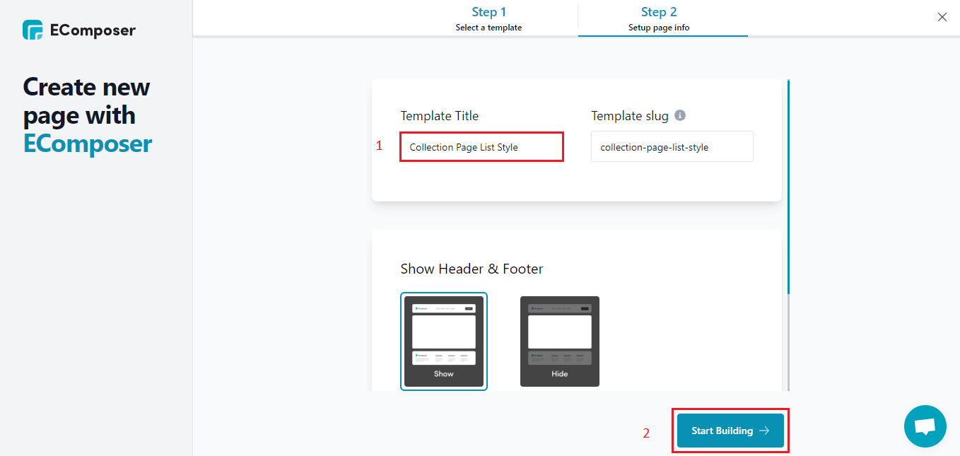 start customization collection template