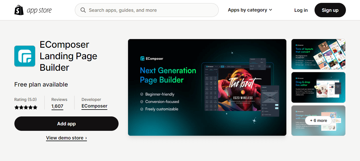 EComposer Shopify landing page builder