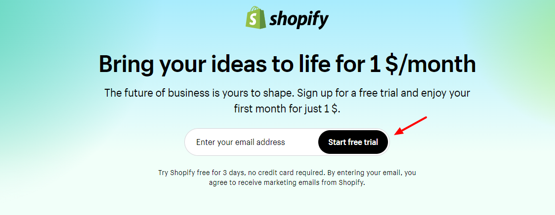 How to claim Shopify 1 month trial for only $1